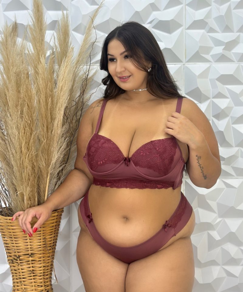 Conjunto Néia — Conjuntos de Lingerie, Conjuntos Plus Size — SKU 317217. Cor: Romance, Marinho, Rubro, Preto. Tamanho: GG, 48, 50, 52