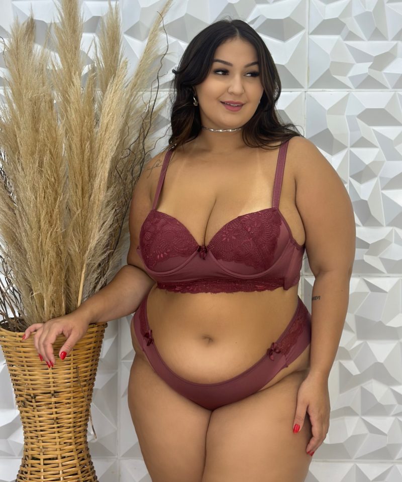 Conjunto Néia — Conjuntos de Lingerie, Conjuntos Plus Size — SKU 317217. Cor: Romance, Marinho, Rubro, Preto. Tamanho: GG, 48, 50, 52