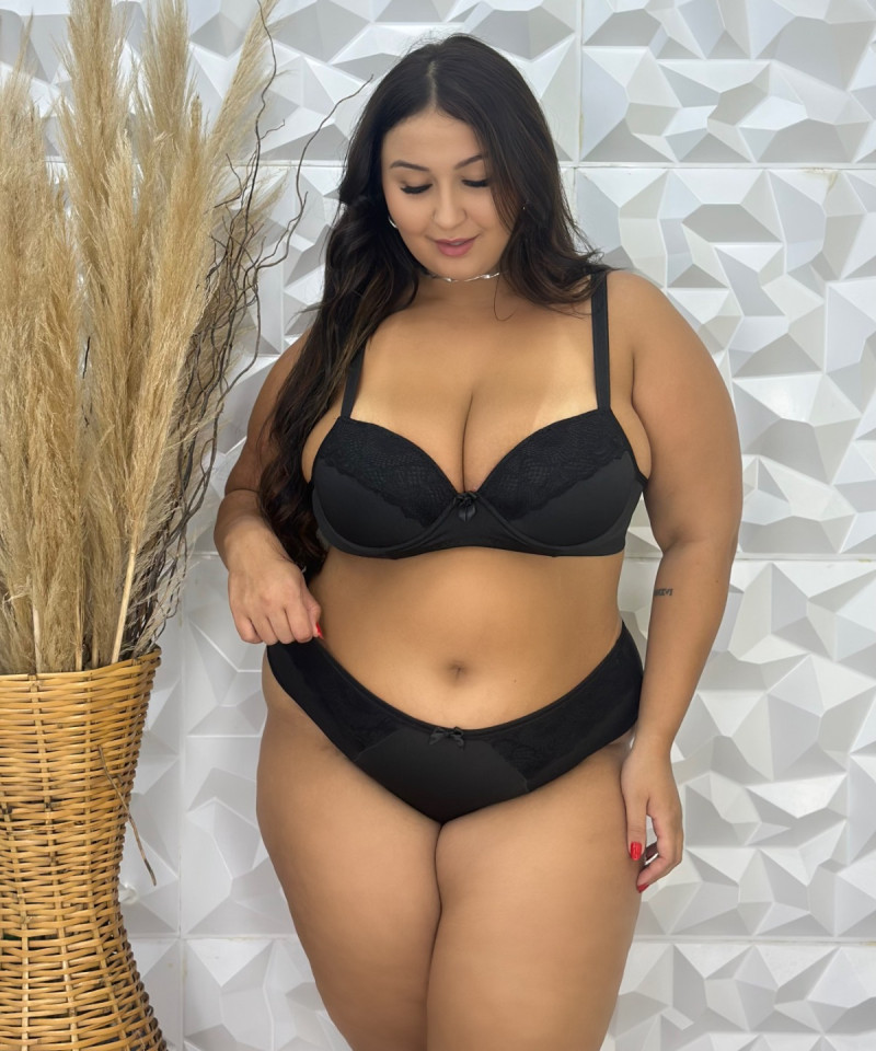 Conjunto Plus Size Romilda — Conjuntos de Lingerie, Conjuntos Plus Size — SKU 363365. Cor: Romance, Marinho, Rubro, Preto. Tamanho: GG, 48, 50, 52