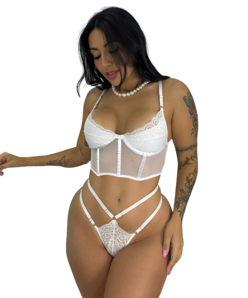 Conjunto Cropped Heloisa — Conjuntos de Lingerie — SKU 741973. Cor: Frozen, Lilás, Marinho, Pantera. Tamanho: P, M, G, GG