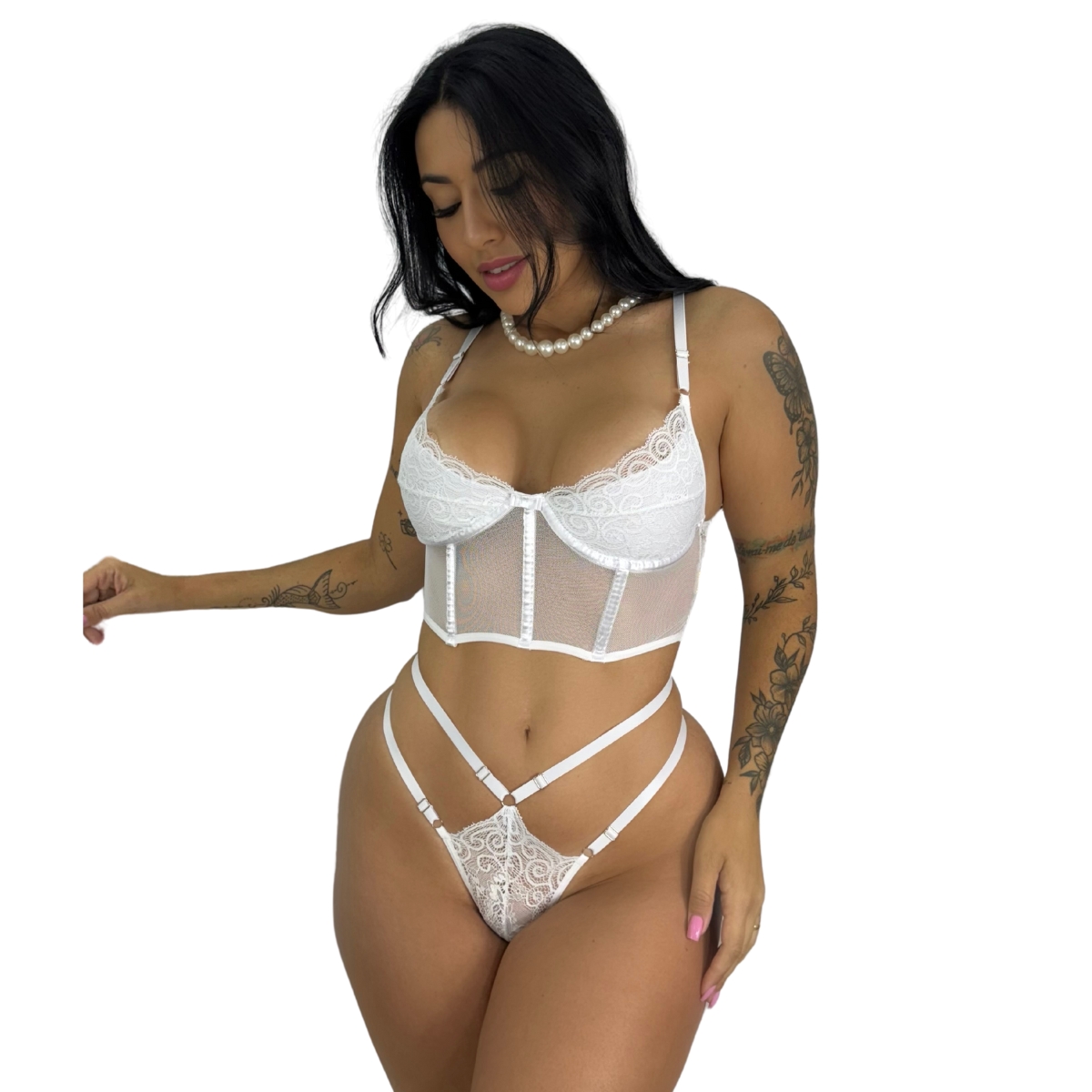 Conjunto Cropped Heloisa — Conjuntos de Lingerie — SKU 741973. Cor: Frozen, Lilás, Marinho, Pantera. Tamanho: P, M, G, GG