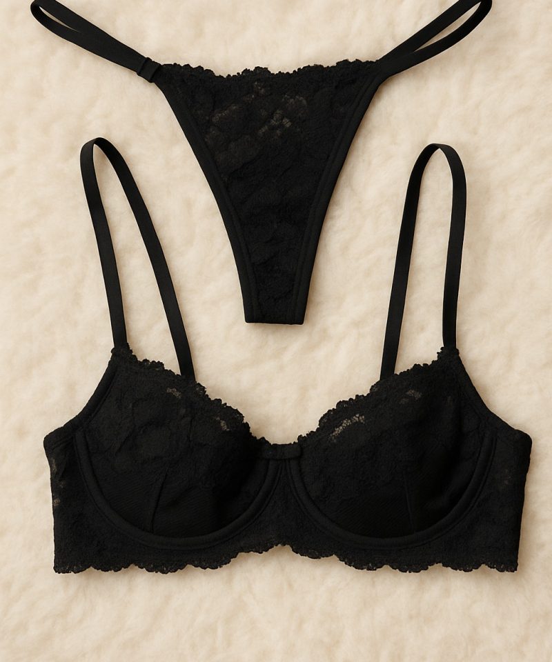 Conjunto de Lingerie sem Bojo Leonor — Conjuntos de Lingerie, Leve Tudo com Desconto — SKU CJ-LEONOR. Cor: Romance, Preto, Branco, Rubi. Tamanho: P, M, G, GG