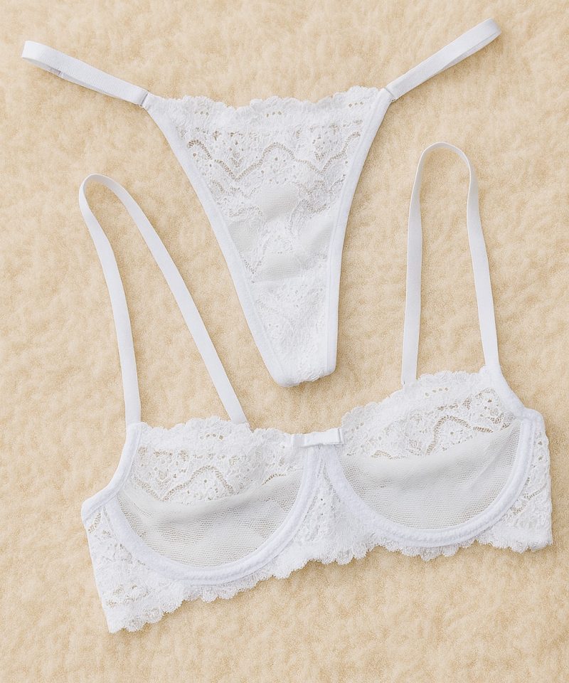 Conjunto de Lingerie sem Bojo Leonor — Conjuntos de Lingerie, Leve Tudo com Desconto — SKU CJ-LEONOR. Cor: Romance, Preto, Branco, Rubi. Tamanho: P, M, G, GG