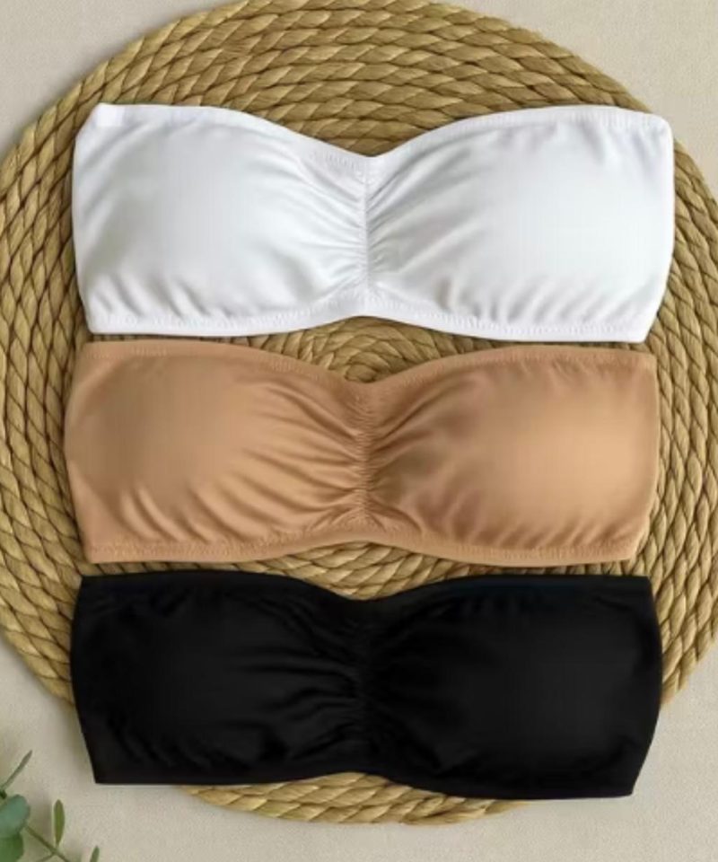Kit com 3 Sutiãs Top Faixa — Kits de Lingerie — SKU KIT-3-TOP-FAIXA. Cor: Cores Sortidas. Tamanho: P, M, G, GG