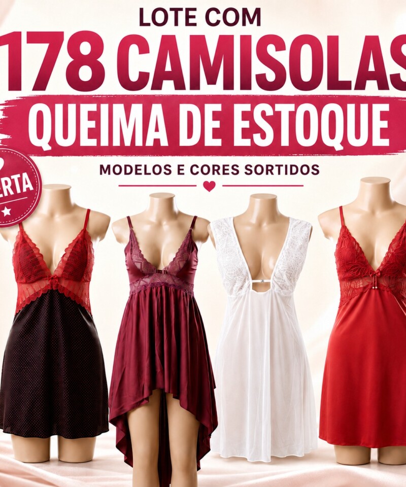 LOTE com 178 CAMISOLAS QUEIMA DE ESTOQUE — Body — SKU KIT-CAMISOLAS